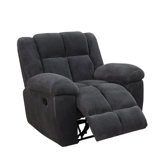 MAYEERTY Recliner Chair, Corduroy Fabric Reclining Chair with Adjustable Backrest for Living Room, Dark Gray