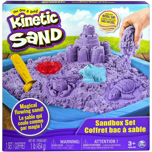 Kinetic Sand, Sandbox Playset con 1 libra de púrpura y 3 moldes, para mayores de 3 años Kinetic Sand NA