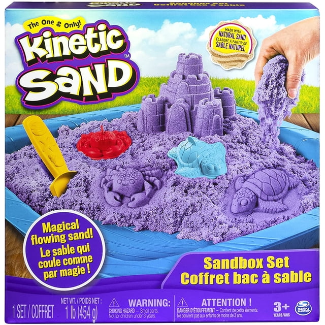 Kinetic Sand, Sandbox Playset con 1 libra de púrpura y 3 moldes, para mayores de 3 años Kinetic Sand NA