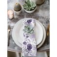 thumbnail image 2 of Purple Flowers Cloth Napkins Set of 6 Reusable Dinner Napkins, Watercolor Farmhouse Botanical Floral Leaf Cocktail Napkin Washable Table Napkins for Wedding/Holiday Party/Baby Shower 20"x20", 2 of 7
