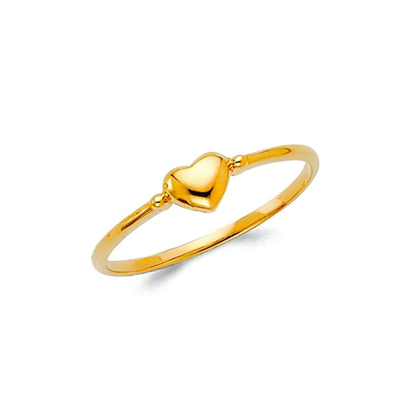 14k Yellow Gold Love Heart Ring Size 7 Statement-Ring for Women - .9 Grams