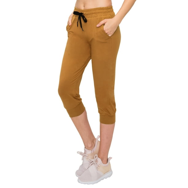 ALWAYS Buttery Soft Capri Jogger Pants with Pockets Gold Mustard S