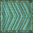 thumbnail image 1 of Ahgly Company Machine Washable Indoor Square Southwestern Turquoise Blue Country Area Rugs, 4' Square, 1 of 4