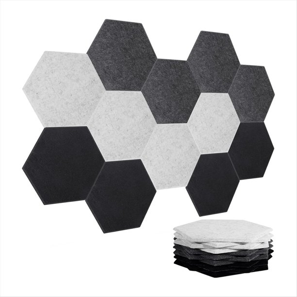 Paneles Acústicos, Paquete de 12 Paneles de Pared Insonorizados, Autoadhesivos Que Absorben el Sonido, Paneles Insonorizados Hexagonales