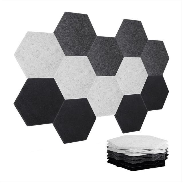 Paneles Acústicos, Paquete de 12 Paneles de Pared Insonorizados, Autoadhesivos Que Absorben el Sonido, Paneles Insonorizados Hexagonales
