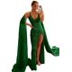 thumbnail image 3 of Vestidos largos de fiesta de lentejuelas de sirena brillantes para mujer, con abertura alta, cuello en V, tirantes finos con purpurina, vestidos formales de fiesta de noche, 3 of 5