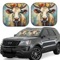 thumbnail image 1 of Fotbe Oil Painting Flower Cow 2-Piece Car Windshield Sun Shade | Sun Blocker for Car Windshield | Foldable Automotive Interior Accessories for Sun Protection-Large, 1 of 6