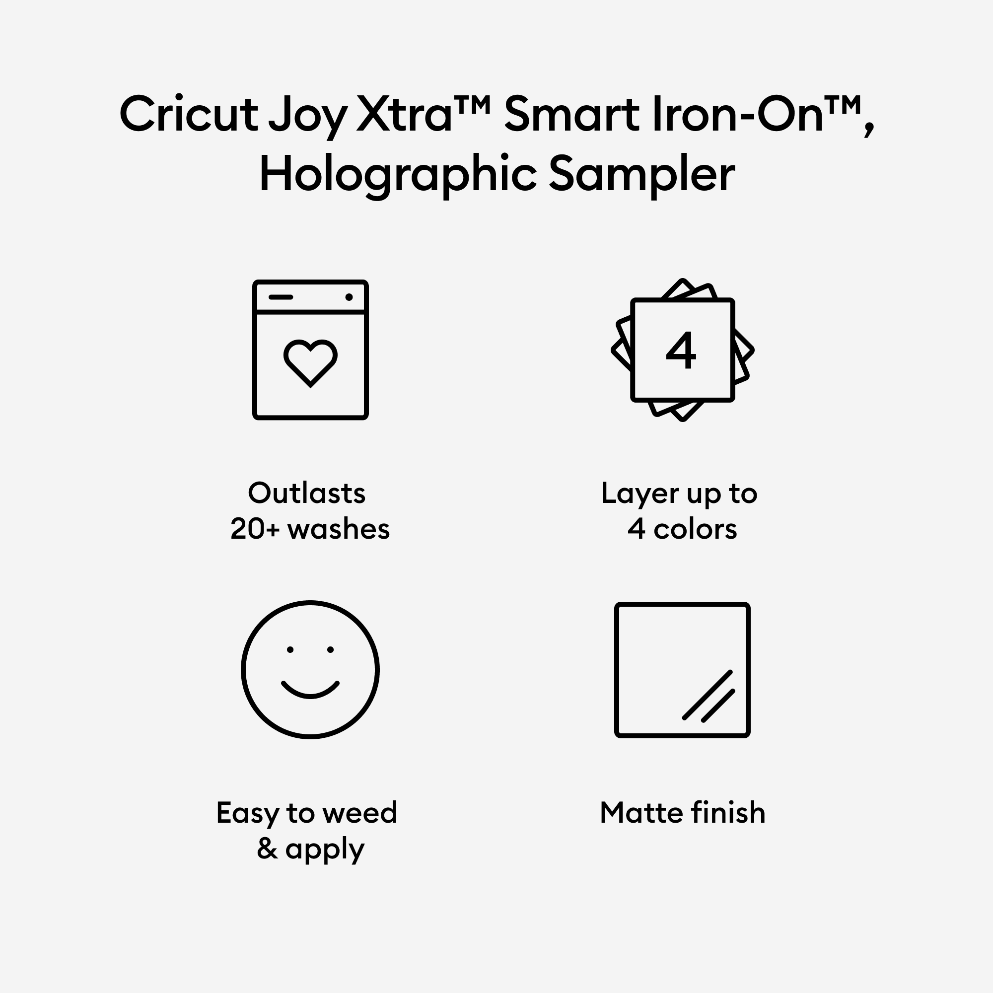 Cricut Joy Xtra™ Smart Iron-On™ Vinyl Holographic Matless Heat Transfer Vinyl, Sampler (3 ct), 9.5" x 12"