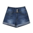 thumbnail image 5 of Women's Jeans Sale Hontri Denim Shorts for Women Low Shorts Women Waisted Pants Denim Solid Washed Jeans Short Women's Jeans, Blue XXL, 5 of 9