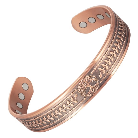 Metaljc Magnetic Copper Cuff Bracelet for Men Women with 3500 Gauss Neodymium Magnets, Adjustable