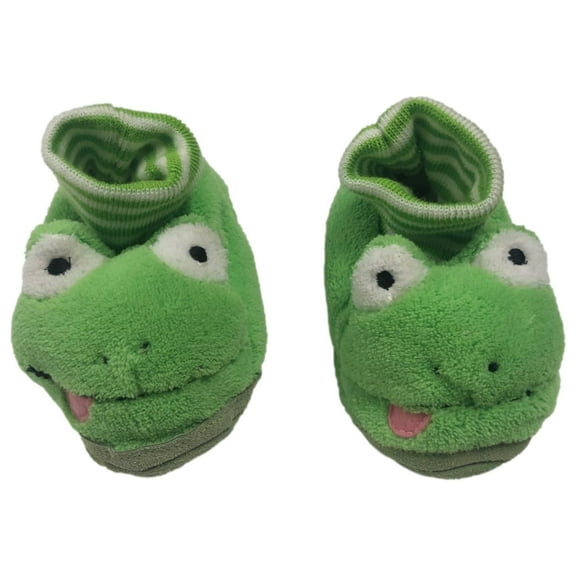 Toddler Boys & Girls Plush Green Frog Slippers House Shoes 7-8