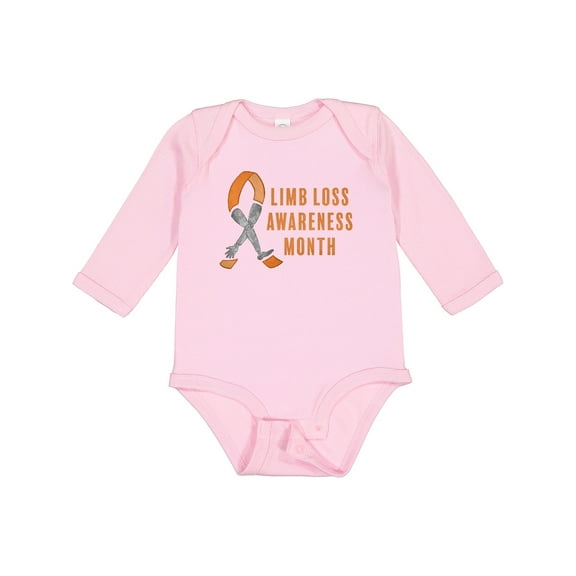 Inktastic Limb Loss Awareness Prosthetic Leg and Arm Orange Ribbon Boys or Girls Long Sleeve Baby Bodysuit