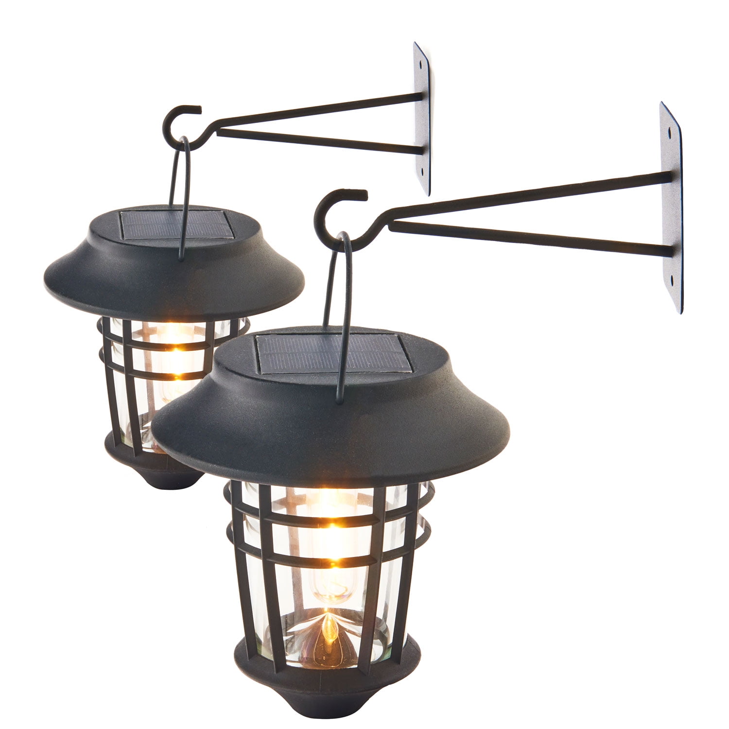 Solar Sconce Lights Outdoor 2 Pack, Black Solar Led Outdoor Wall Lantern Sconce 2 Pack
