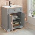 thumbnail image 2 of Eclife 24" Vintage Gray Bathroom Vanity Set with Ceramic Sink Top, Faucet, Drain, 2 of 9