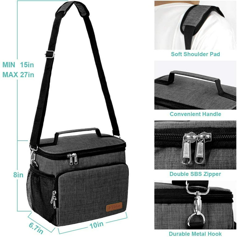 Groamaup Insulated Lunch Bag Black White Racing and Checkered Pattern Reusable Cooler Tote Lunch Bags for Office Travel