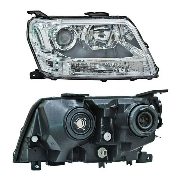 Faro Principal TYC Grand Vitara 2009 A 2017 LADO PASAJERO C/cuarto blanco Fondo negro