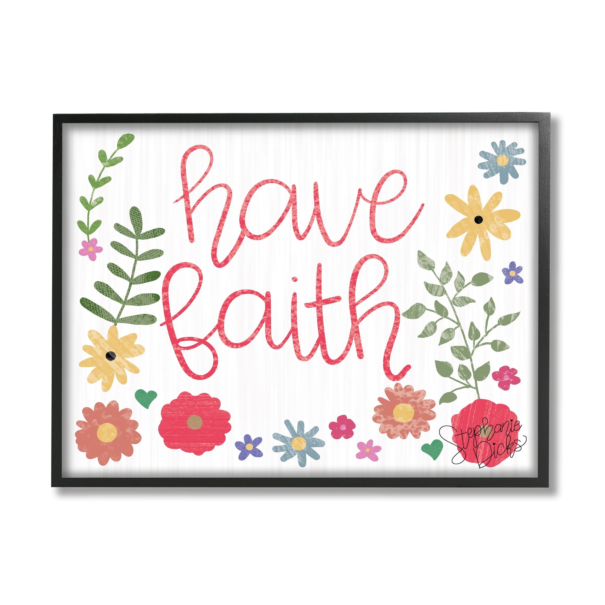 Stupell Industries Have Faith Calligraphy Whimsical Flower Border, 30 x 24, Design by Stephanie Dicks