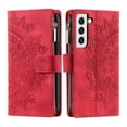 thumbnail image 2 of Nalacover for Samsung Galaxy S22 Plus Embossed Floral Pattern PU Leather Crossbody Case with Shoulder Strap,Shockproof Magnetic Flip Kickstand Credit Card Slots Zipper Pocket Wallet Phone Case,Red, 2 of 10