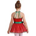 thumbnail image 5 of Vestido de baile de elfo de Navidad para niñas, leotardo de Ballet, traje de patinaje, espalda con tiras, lentejuelas brillantes, vestido de tutú de Ballet con lazo, 5 of 5