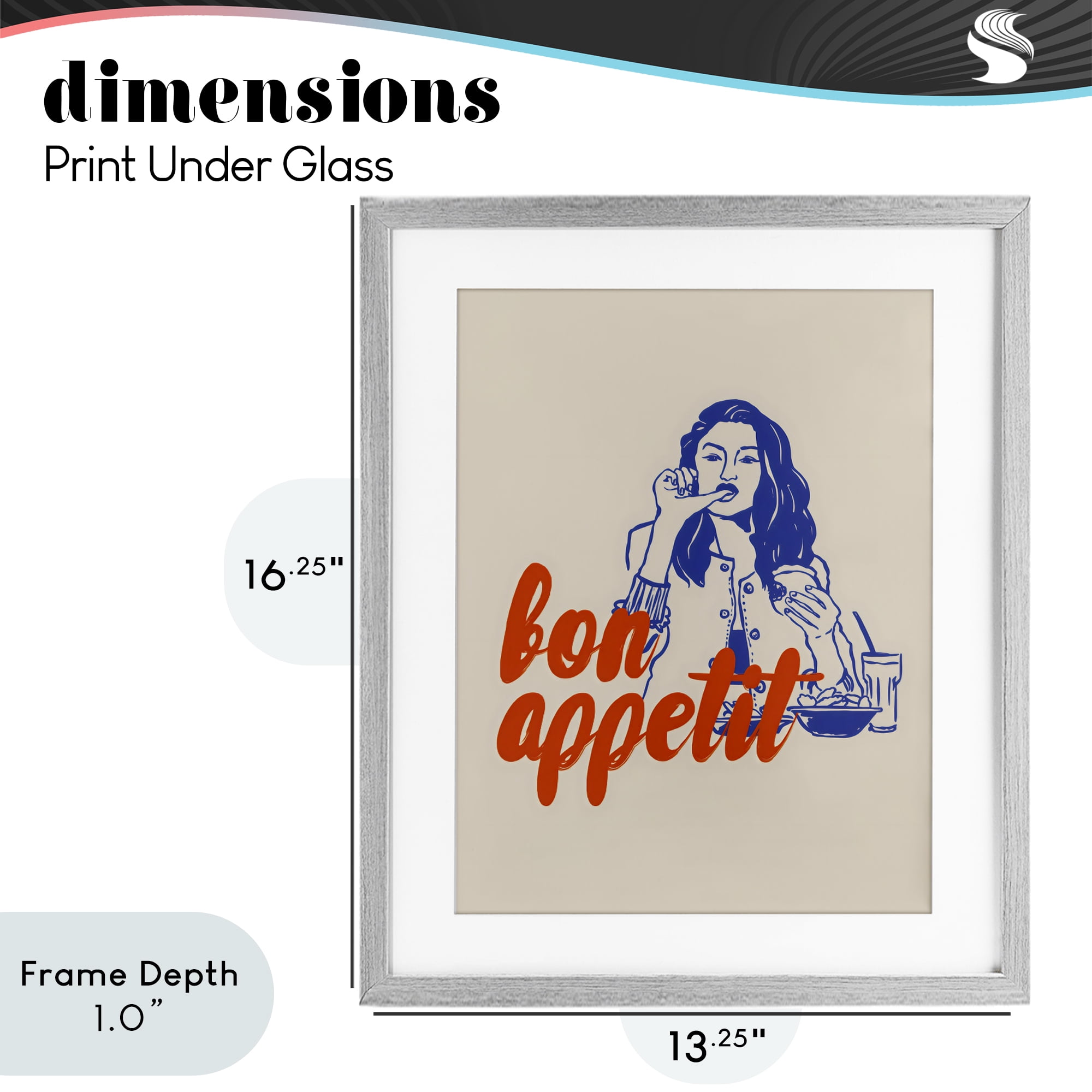 Stupell Industries Bon Appetit Woman Enjoying Meal Gray Framed Print Under Glass, design by The Prints Vibe