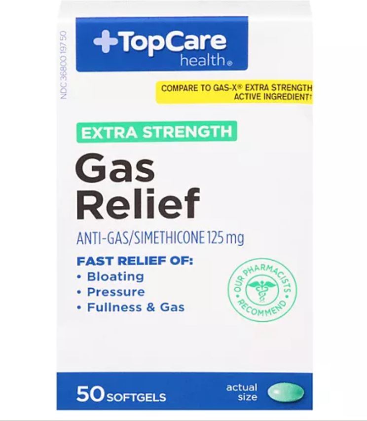 2 Pack TopCare Health Gas Relief, Extra Strength, 125 mg, 50 Softgels