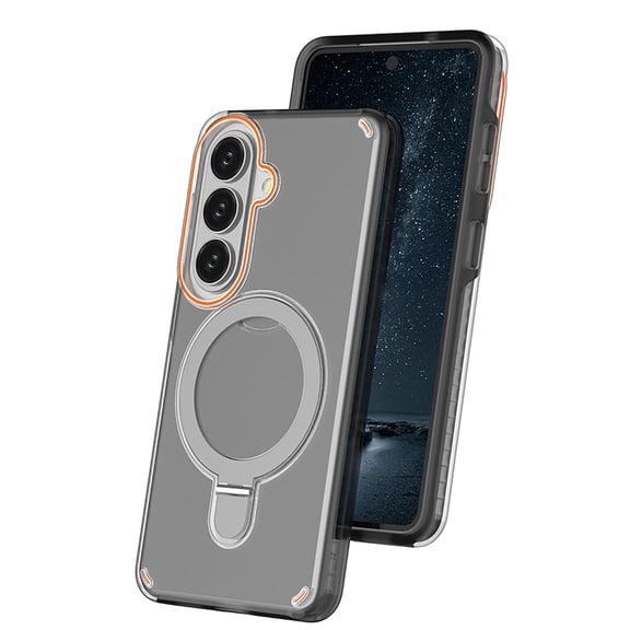 Allytechgroup for Samsung Galaxy S26 Case, Transparent PC Back Cover with Metal Ring Kickstand Not-Yellowing Shockproof Phone Case for Samsung Galaxy S26, Black