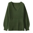 thumbnail image 2 of Vedolay Long Sweaters for Women V Neck Sweater Long Sleeve Drop Shoulder Oversized Knit Pullover Tops,Green L, 2 of 3