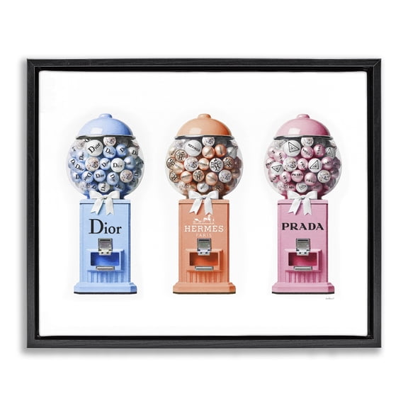 Stupell Industries Art Deco Fashion Candy Dispensers Black Floating Frame Canvas Art, 21 x 17, by Amanda Greenwood