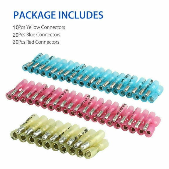 50PCS Heat Shrink Bullet Wire Connectors 22-10AWG Male Female Crimp Terminals