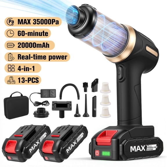 AMTPM Handheld Car Vacuum Cleaner, 35KPA High Power Suction & Blower for Car & Home, Car Vacuum Portable Rechargeable Lightweight with 2 Batteries
