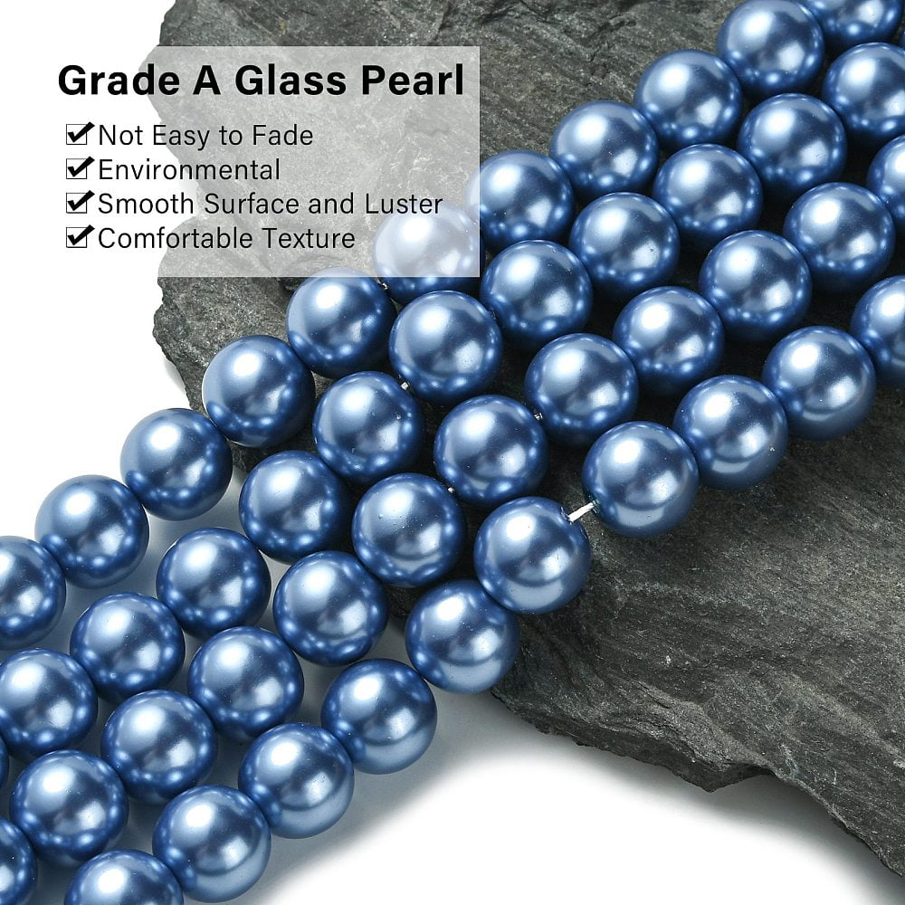Eco-Friendly Glass Pearl Beads Strands Grade A Round Dyed Cotton Cord Threaded Cornflower Blue 14mm Hole: 1.2~1.5mm about 30pcs/strand 15.7 inch