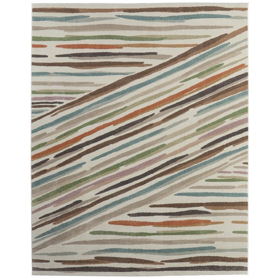 Feizy Eden Modern Abstract, Ivory/Brown/Blue, 1' 8" x 2' 10" Accent Rug, Easy Care Stain Resistant Fade Resistant, Area Rug for Living Room and Bedroom