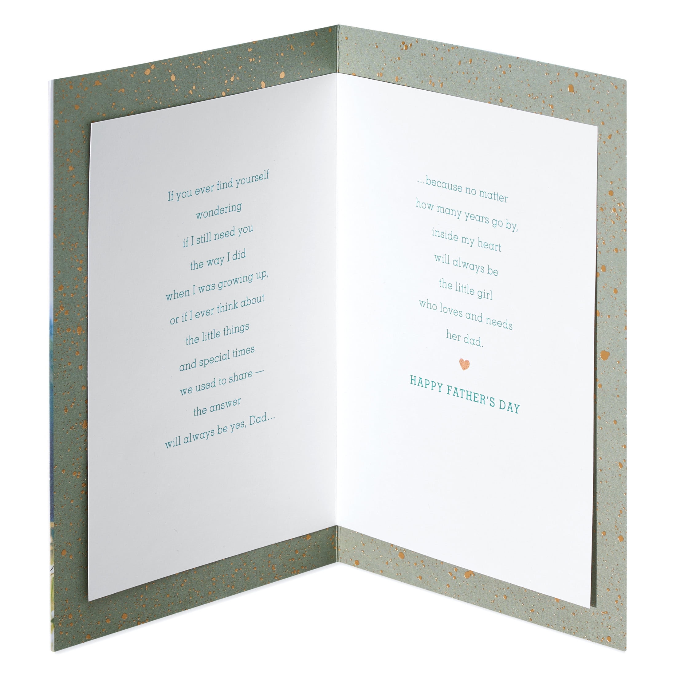 American Greetings Father's Day Card for Dad from Daughter, Peaceful Field Design with Aqua and Gold Foil, Includes Envelope