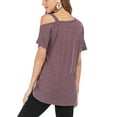 thumbnail image 6 of ALING Off The Shoulder Tops For Women Sexy Short Sleeve T-Shirt Twisted Tops Casual Loose Fit Blouses T-Shirts Boat Neck Kink Summer T-Shirts, 6 of 6