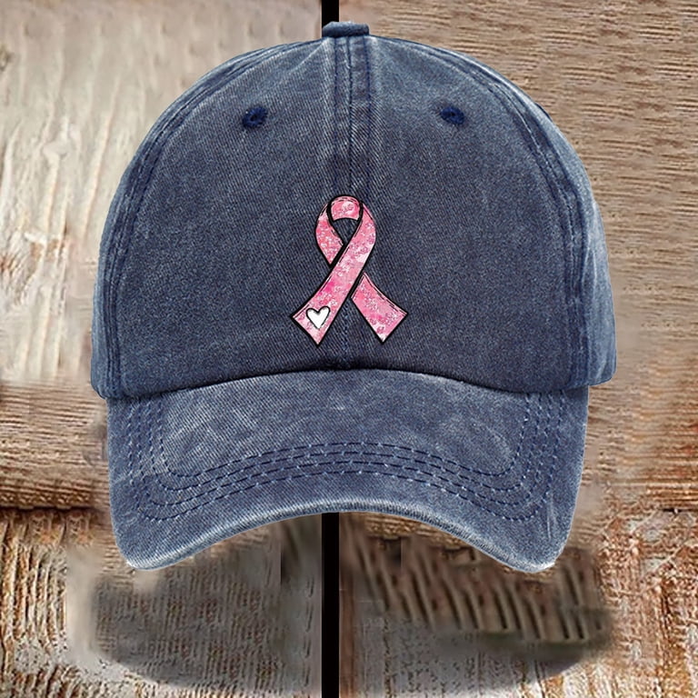 Women\'s Embroidery Adjustable Washed Distressed Trucker Hat Breast Cancer Breast Cancer Gifts for Women, Breast Cancer Awareness Hat  main image 3