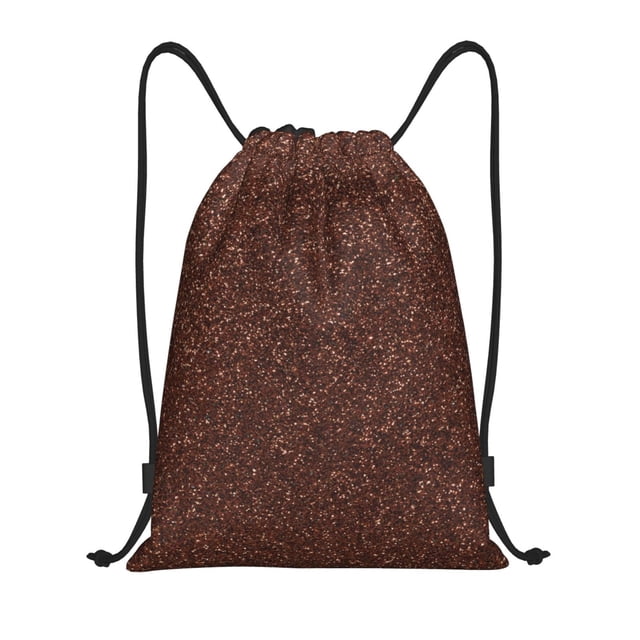 Fotbe Dark Brown Glitter Bolsa Mochila con Cordón Estampada, Bolsa de Gimnasio Deportiva, Bolsa Cinch, Bolsa con Cordón para Hombres y Mujeres-Medium