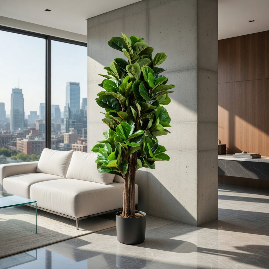Barara King 5 Feet Artificial Plant with Realistic Green Leaves, Tall Fake Plant, Indoor Home Décor, Artificial Fiddle Leaf Fig Tree Decorative Planter