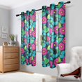 thumbnail image 2 of Yayeee Window Curtains Set of 2 for Living Room Light Filtering 63"x52", Red Flower Green Leaf Pattern, 2 of 7