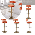 thumbnail image 2 of 25-33 Inch Velvet Bar Stools, Counter Height Adjustable Swivel Barstools High Bar Chairs with Back and Footrest, Stools Chair with Footrest for Home Kitchen Island, Pub(Orange,Set of 2), 2 of 9
