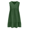 thumbnail image 3 of Besolor Summer Dresses for Women Sleeveless V Neck Pleated Ruffle Flowy Beach Vacation Midi Sundress, 3 of 7