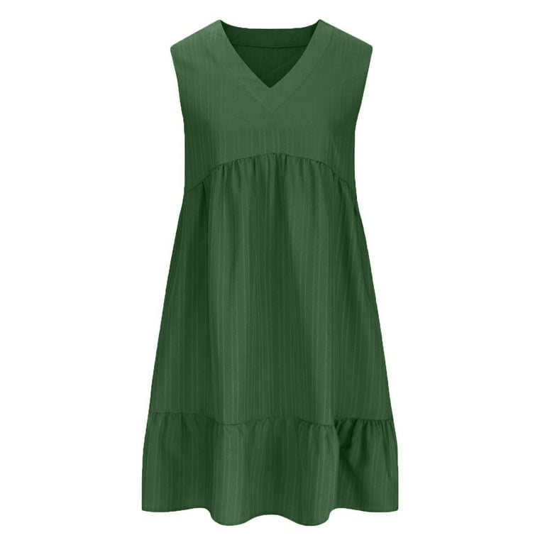 SHOPESSA Summer Dresses for Women 2022 Plus Size Holiday Summer Solid Color  Crew Neck Sleeveless Black Party Beach Dress - Walmart.com