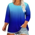 thumbnail image 2 of Birdeem T-Shirts Grande Taille pour Femmes T-Shirts Grande Taille Imprimés Col Rond Manches Trois Quarts T-Shirts Manches 3/4 T-Shirts Amples Grande Taille pour Femmes, 2 of 4