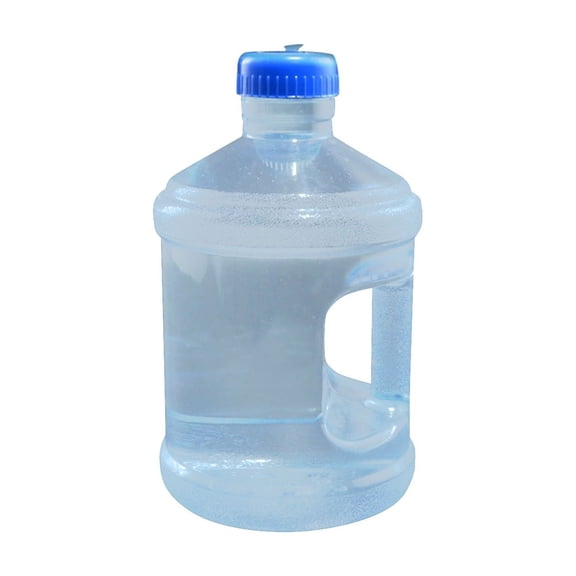 Round Plastic Water Jug,1 Gallon Water Bottle with Handle and Screw Cap,Large Reusable Leak Proof Bottle for Camping,Outdoor Travel,Gym Sports,Office Daily Cold Liquids Drinking Use, Blue