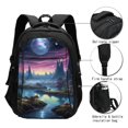 thumbnail image 3 of Bingfone Fantasy Landscape Starry Night for USB Backpack, Multi-compartment Multi-pocket Computer Backpack, Suitable for Travel, Business, Leisure, Unisex, 3 of 7