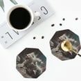 thumbnail image 3 of Bingfone Vintage Astronaut Polar Bear Roar Leather Drinks Coasters with Set of 6,Suitable for Home Kitchen,Coffee Cup Coasters Home Gift, 3 of 7