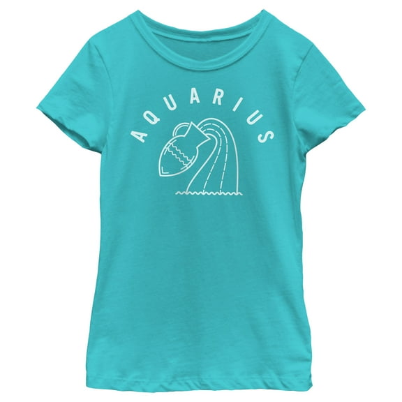 Girl's Lost Gods Zodiac Aquarius Symbol  Graphic Tee Tahiti Blue Small