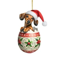 Luoshdecor Christmas Tree Ornament，Hatching Born Dachshund Dog Acrylic Pendants, Christmas Tree Decor Dog, Home Decor for Fireplaces, Windows, Doors, Walls