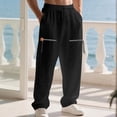 thumbnail image 2 of zbxnLI Mens Linen Pants Zipper Printed Beach Baggy Trousers Lightweight Casual Pants with Pockets, 2 of 9
