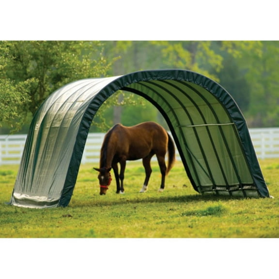 ShelterLogic Round Style Run-in Shelter, Green, 12 x 20 x 8 ft.