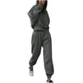 thumbnail image 2 of qolati 2 Piece Outfits for Women 2023 Fall Oversized Crop Hoodie Sweatshirt with Jogger Sweatpant Tracksuit Set Y2k Fall Clothes Matching Sets Sweatsuit, 2 of 6